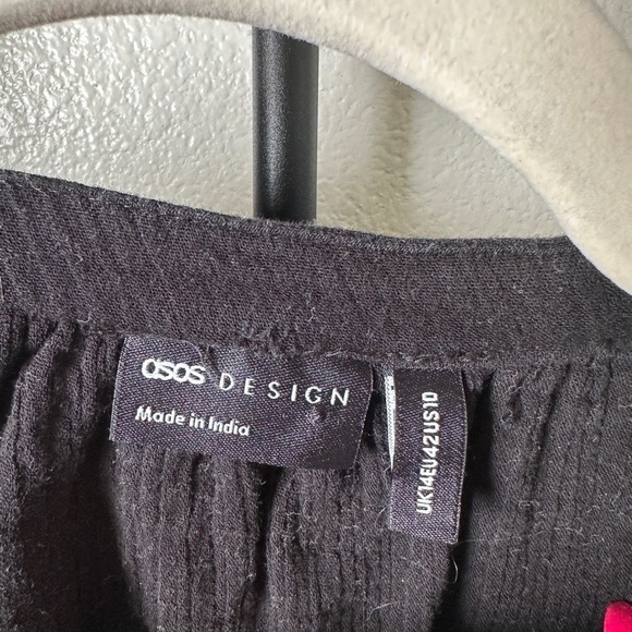 ASOS black gauzey oversized button poet sleeve blouse top cottage core shirt top - Picture 4 of 4